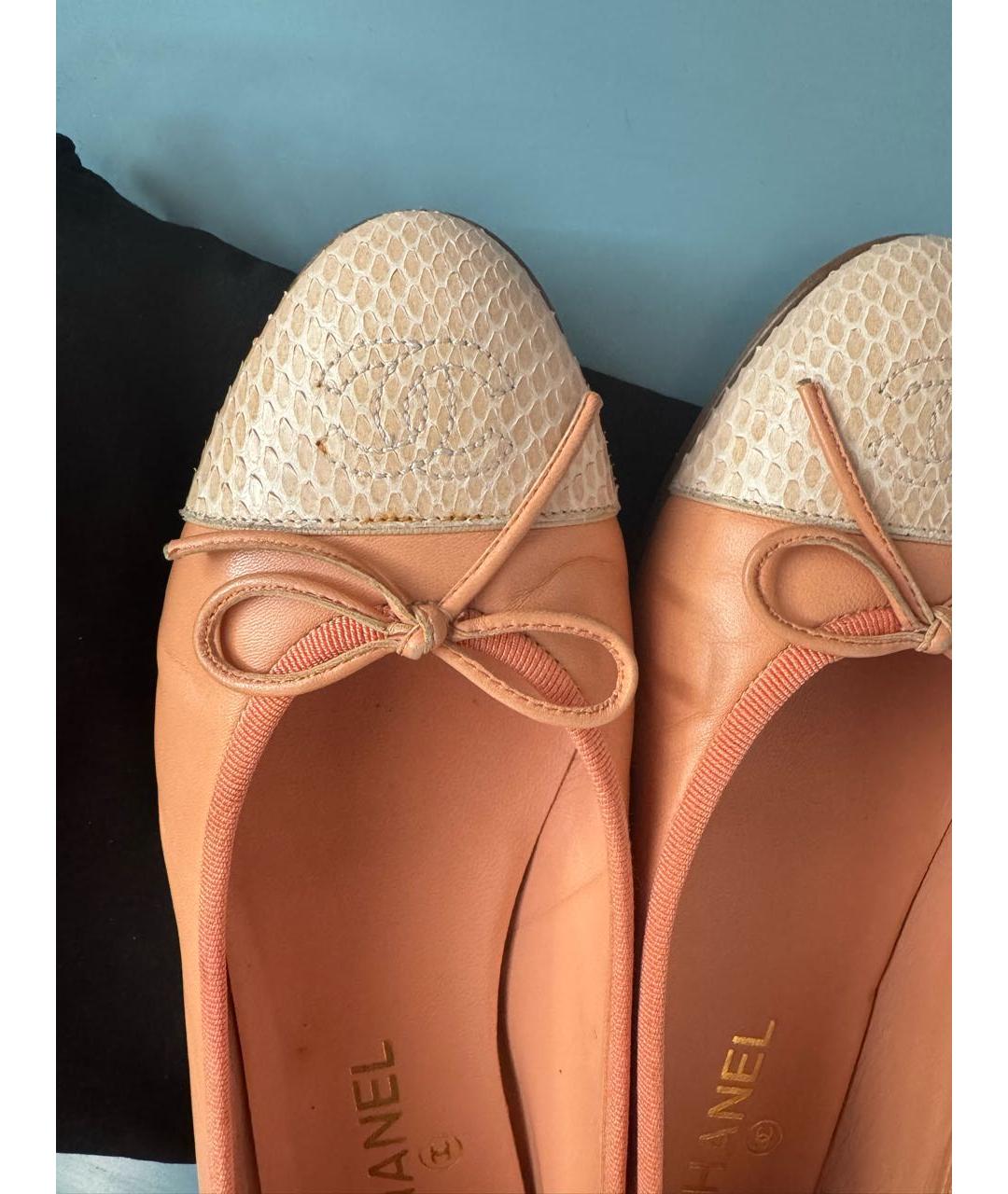 CHANEL Коралловые кожаные балетки, фото 3