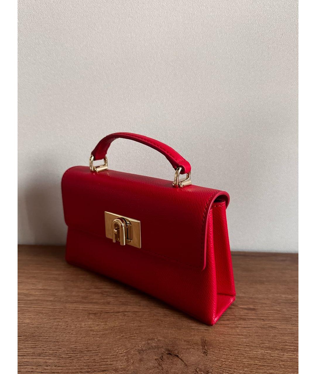 FURLA Красная кожаная сумка с короткими ручками, фото 2