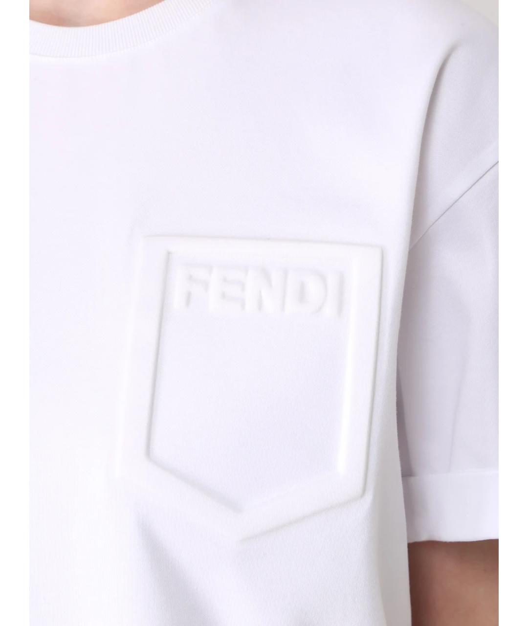 FENDI Белая хлопковая футболка, фото 5