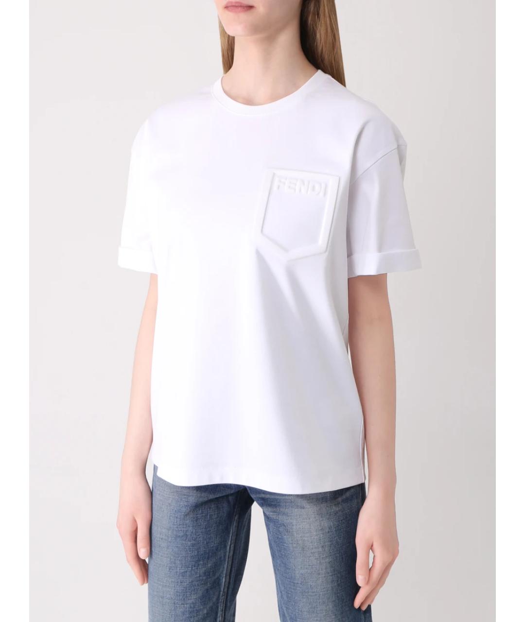 FENDI Белая хлопковая футболка, фото 4