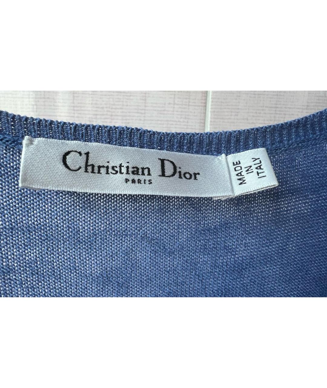 CHRISTIAN DIOR Голубая хлопковая майка, фото 3