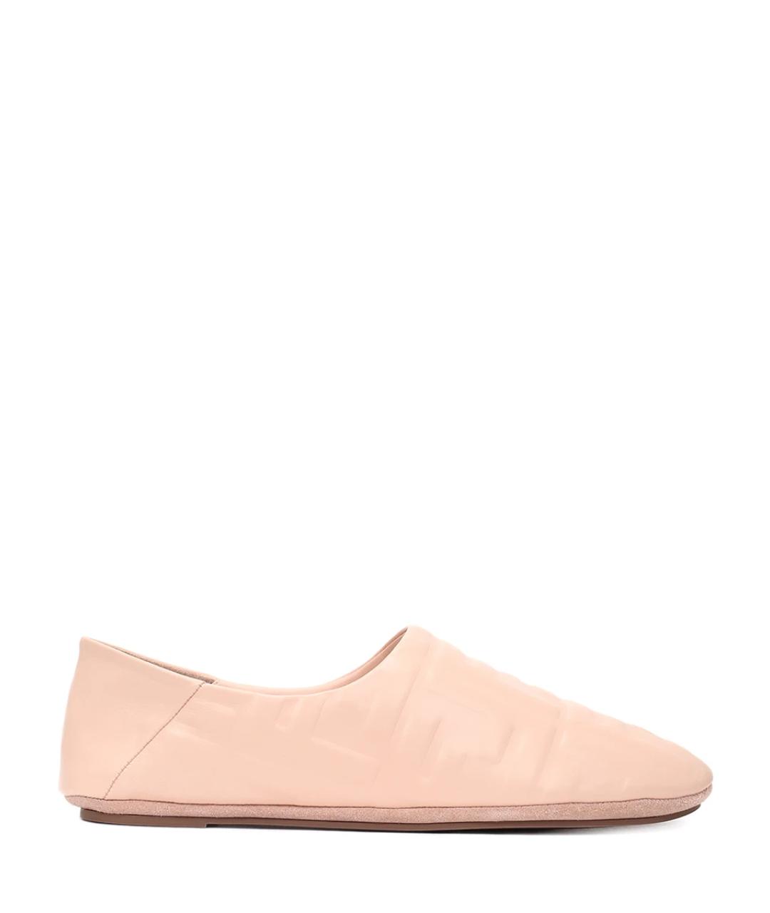FENDI Розовые кожаные балетки, фото 1