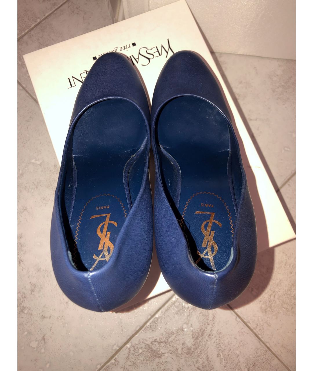 YVES SAINT LAURENT VINTAGE Темно-синие кожаные туфли, фото 3