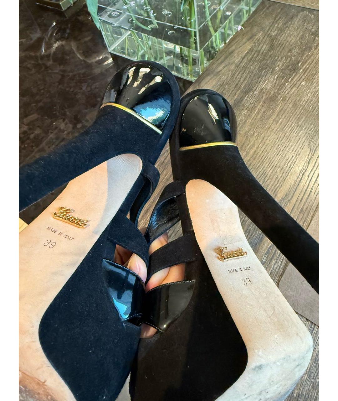 GUCCI Черные замшевые босоножки, фото 4