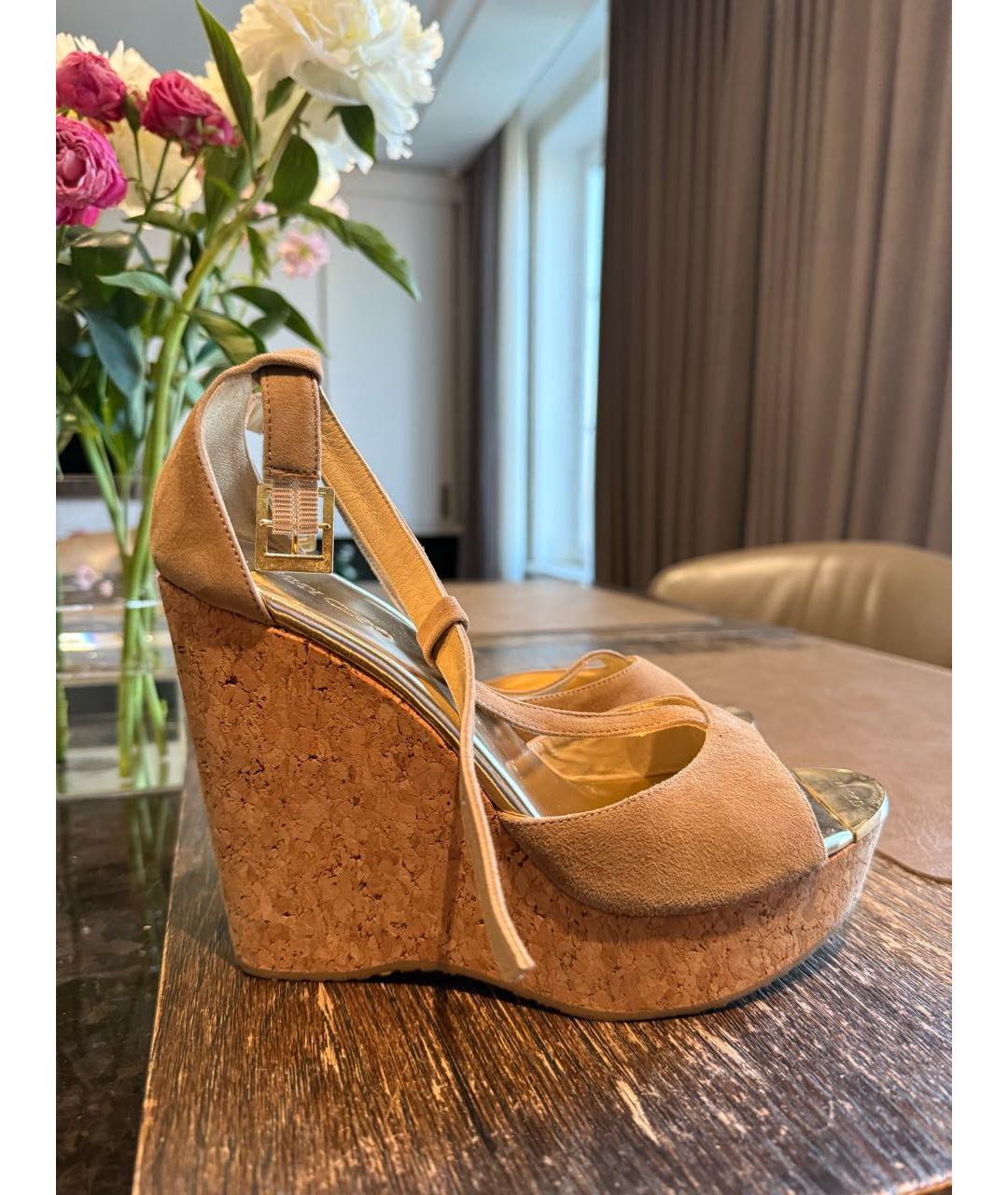 JIMMY CHOO Бежевые замшевые эспадрильи, фото 2