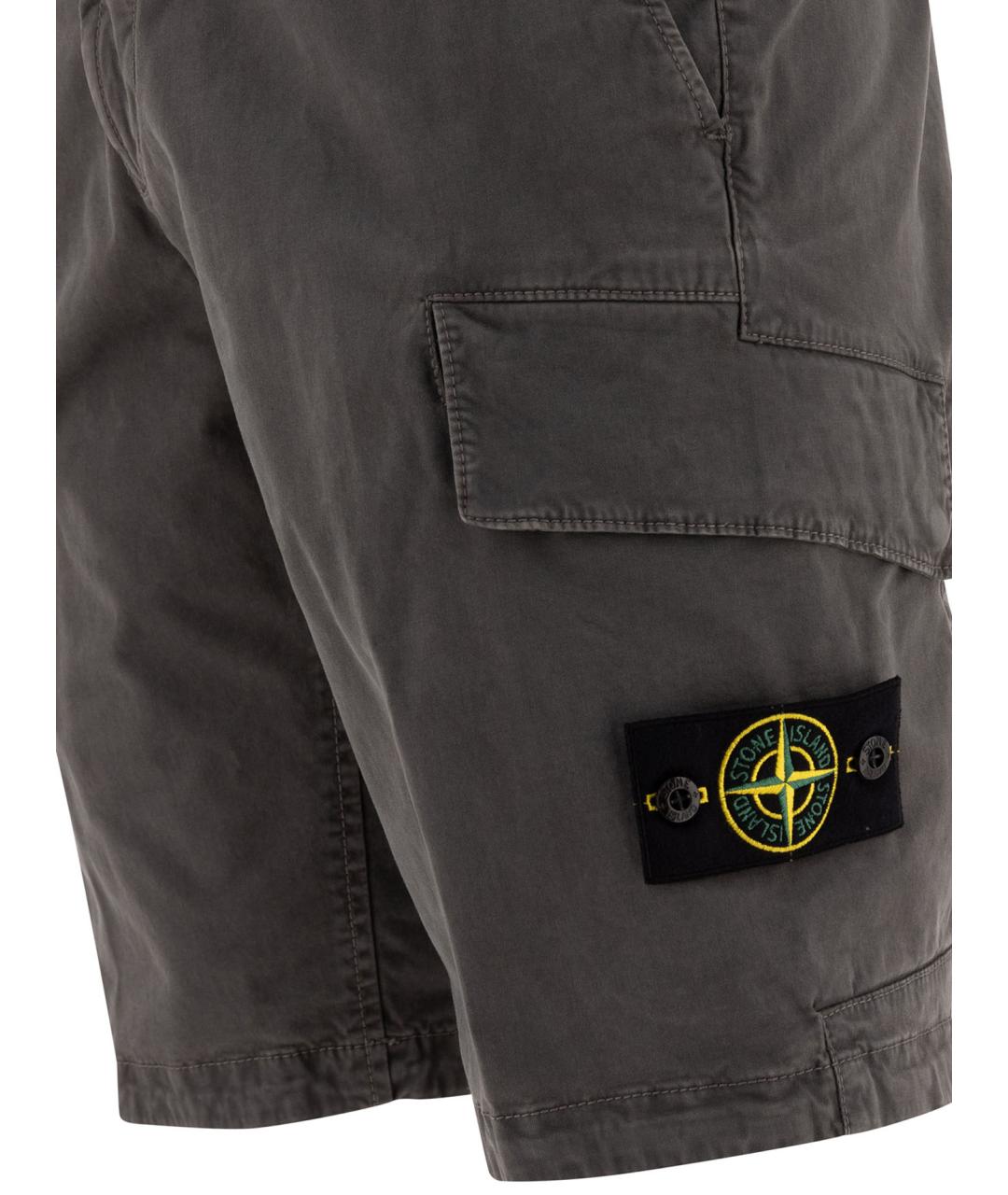 STONE ISLAND Серые хлопковые шорты, фото 4