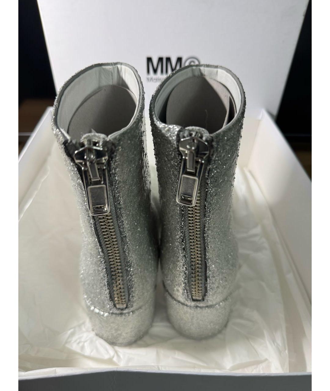 MM6 MAISON MARGIELA Серебряные кожаные ботильоны, фото 5
