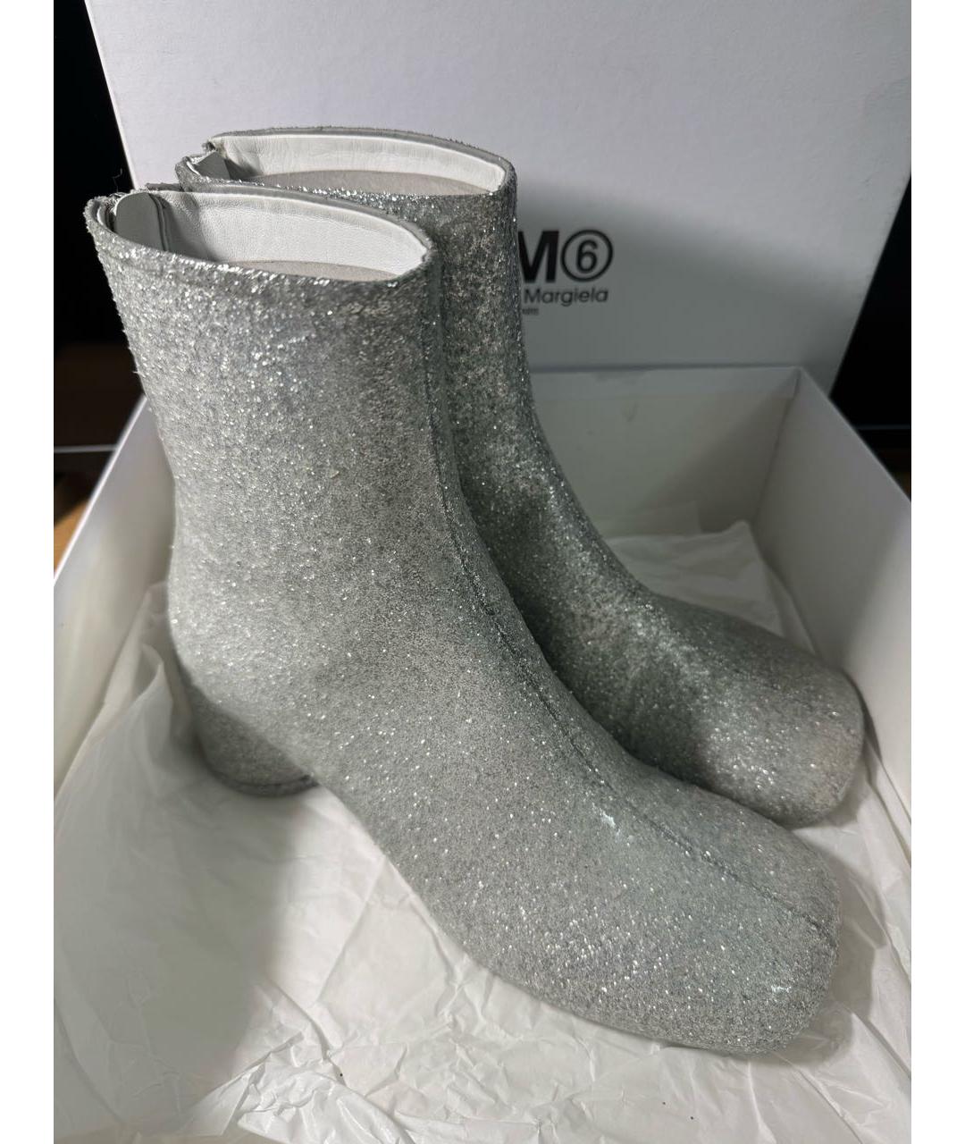 MM6 MAISON MARGIELA Серебряные кожаные ботильоны, фото 3