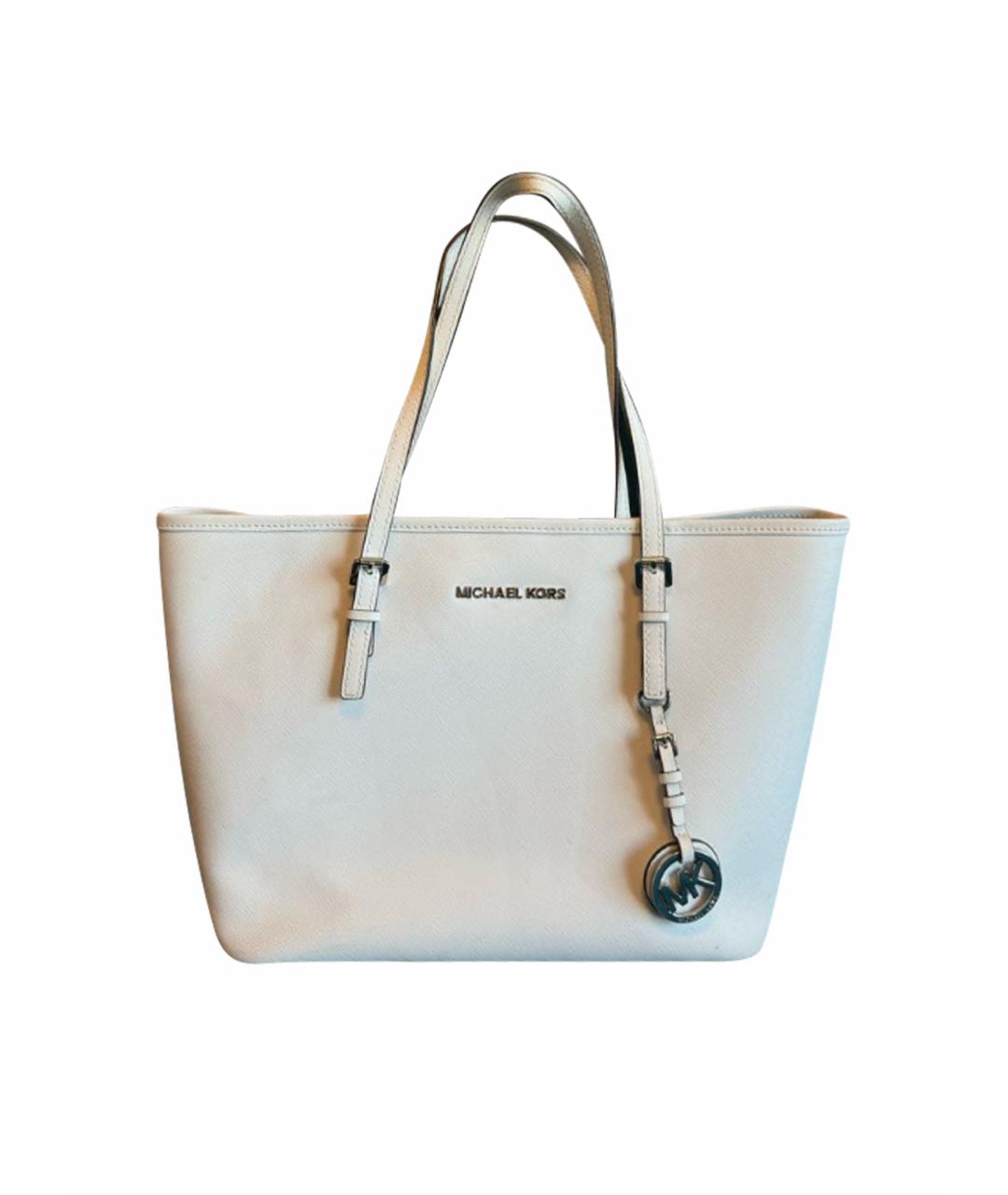 MICHAEL KORS Белая кожаная сумка тоут, фото 1