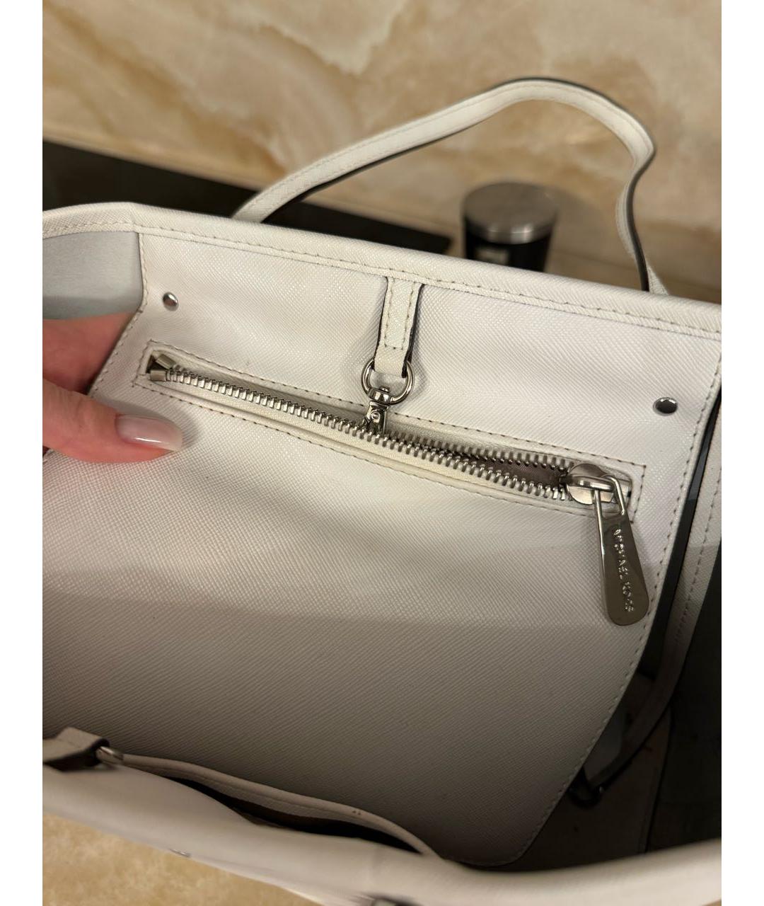 MICHAEL KORS Белая кожаная сумка тоут, фото 4