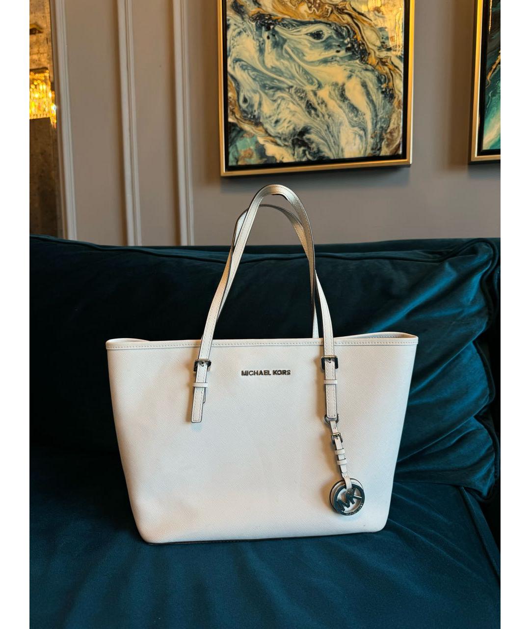 MICHAEL KORS Белая кожаная сумка тоут, фото 5