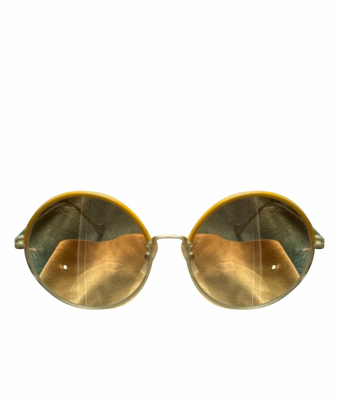 LOEWE Золотые металлические солнцезащитные очки, фото 1