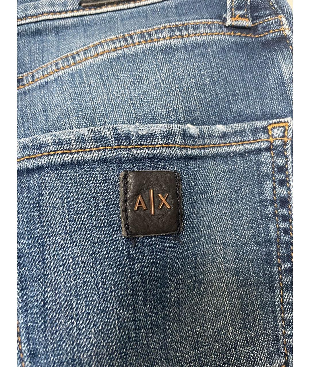 ARMANI EXCHANGE Синие хлопко-полиэстеровые джинсы слим, фото 8