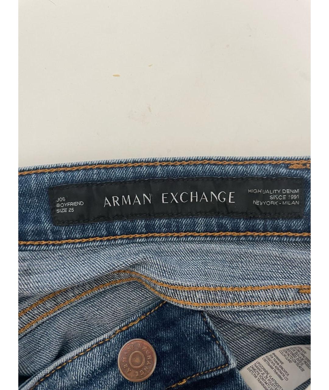 ARMANI EXCHANGE Синие хлопко-полиэстеровые джинсы слим, фото 3
