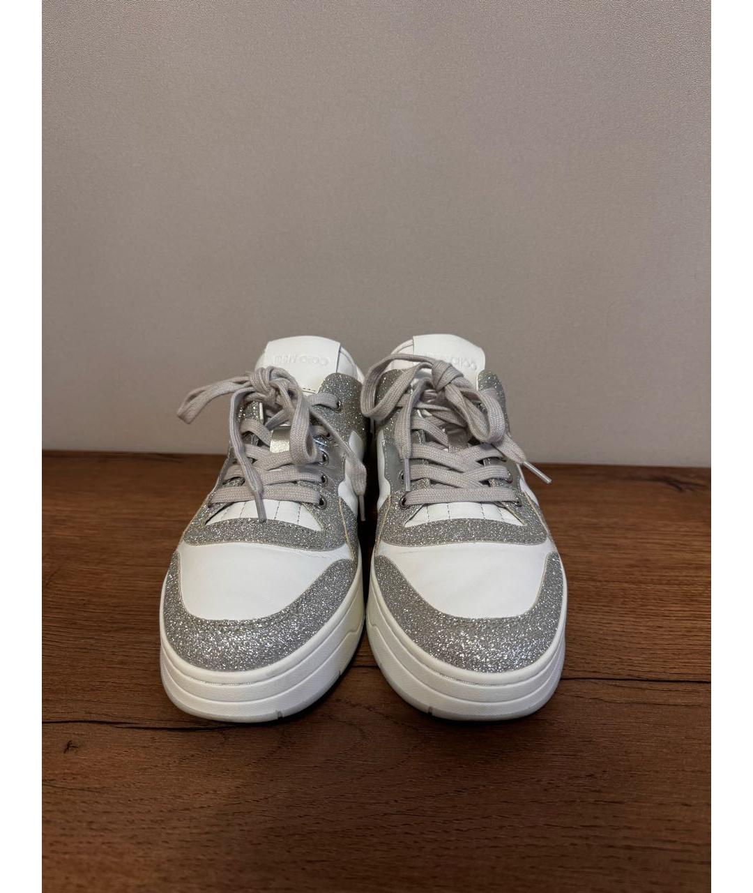 JIMMY CHOO Белые кожаные кеды, фото 2