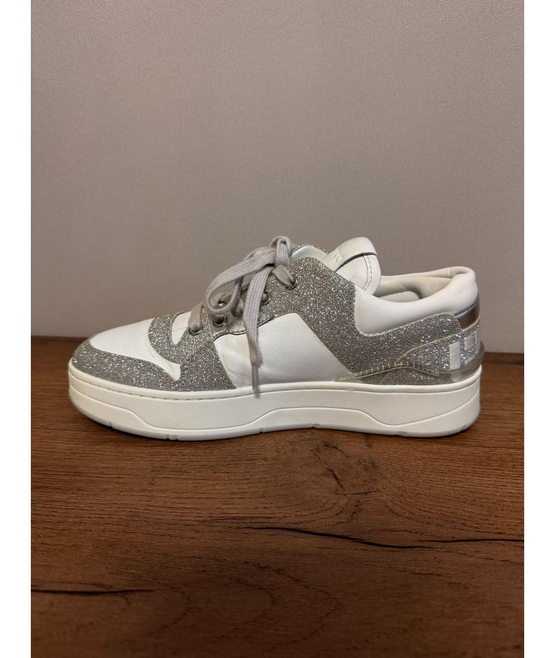 JIMMY CHOO Белые кожаные кеды, фото 7