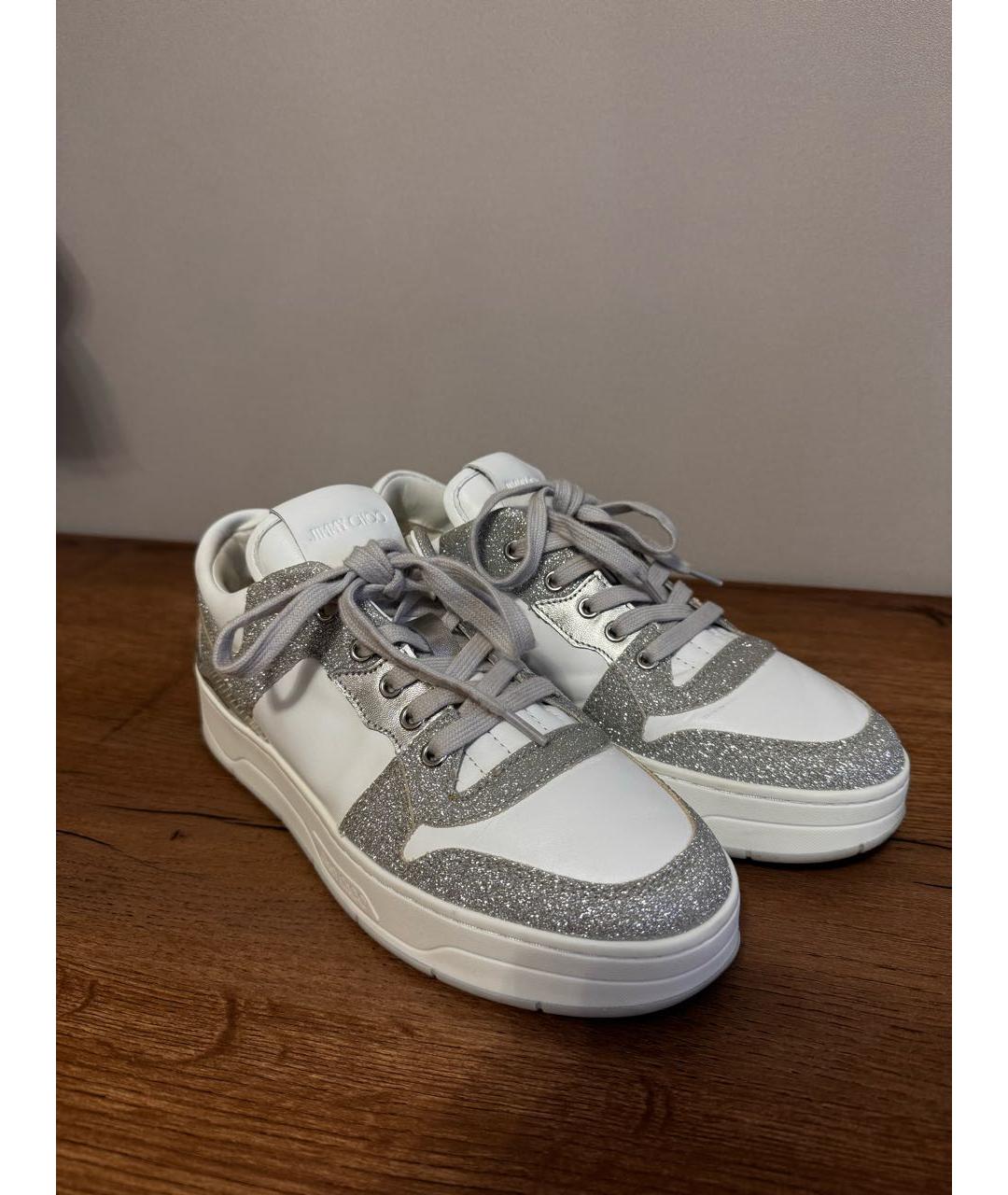 JIMMY CHOO Белые кожаные кеды, фото 3