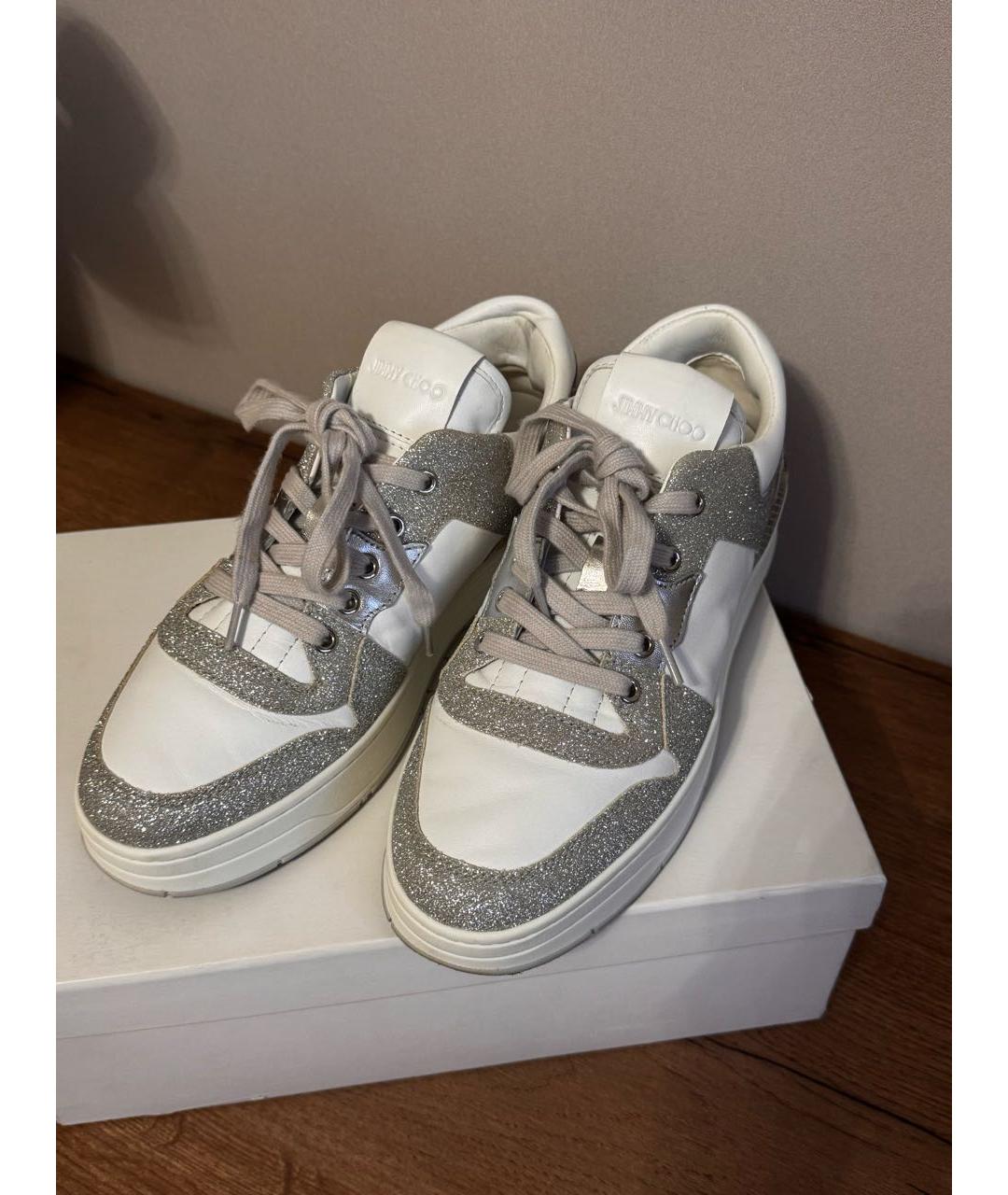 JIMMY CHOO Белые кожаные кеды, фото 6