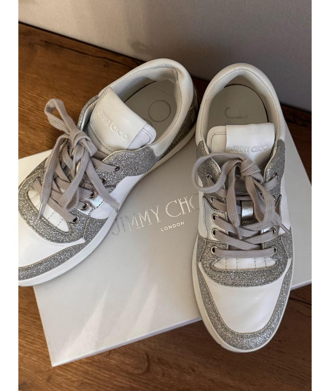 JIMMY CHOO Белые кожаные кеды, фото 5