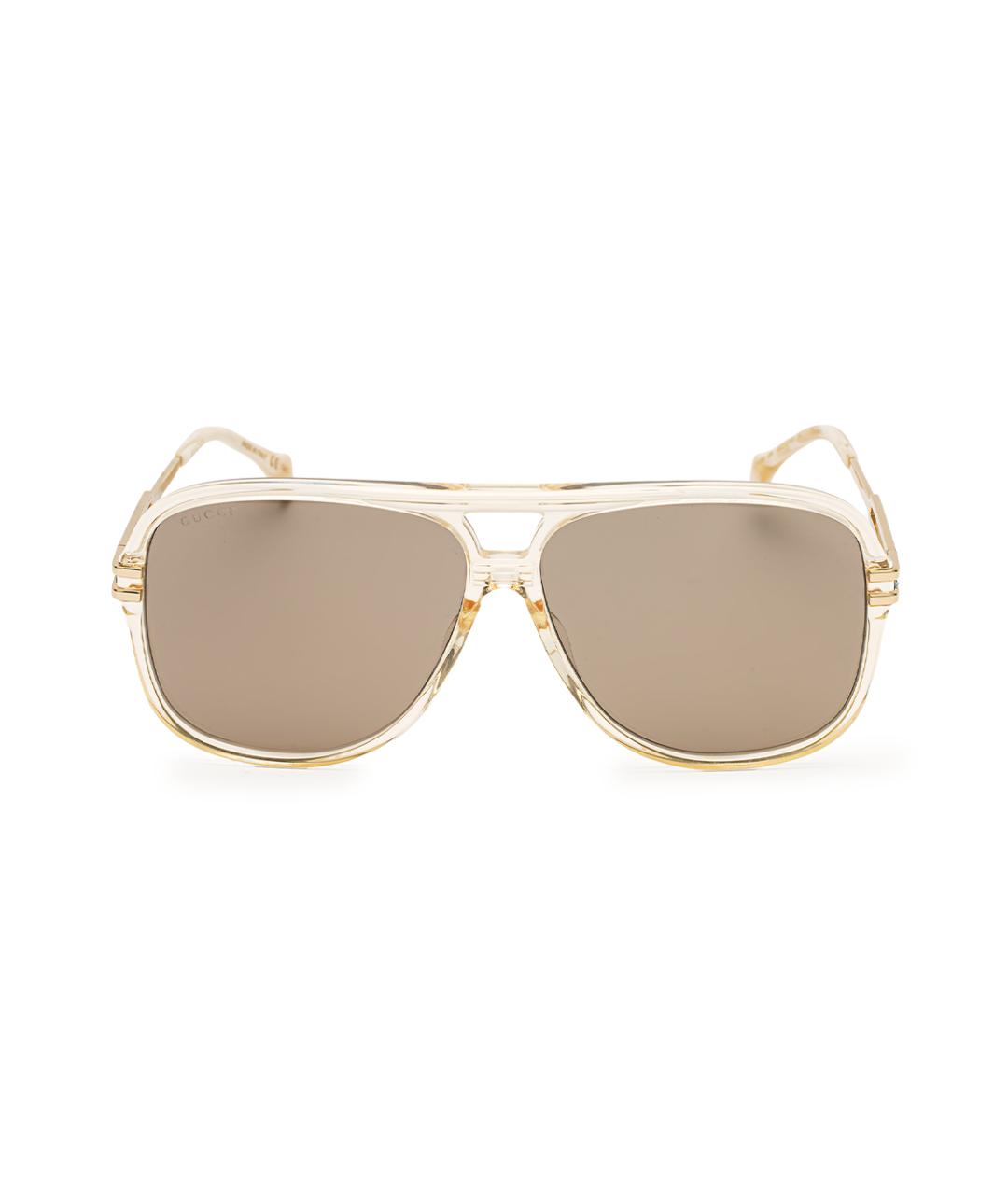 GUCCI Золотые металлические солнцезащитные очки, фото 2