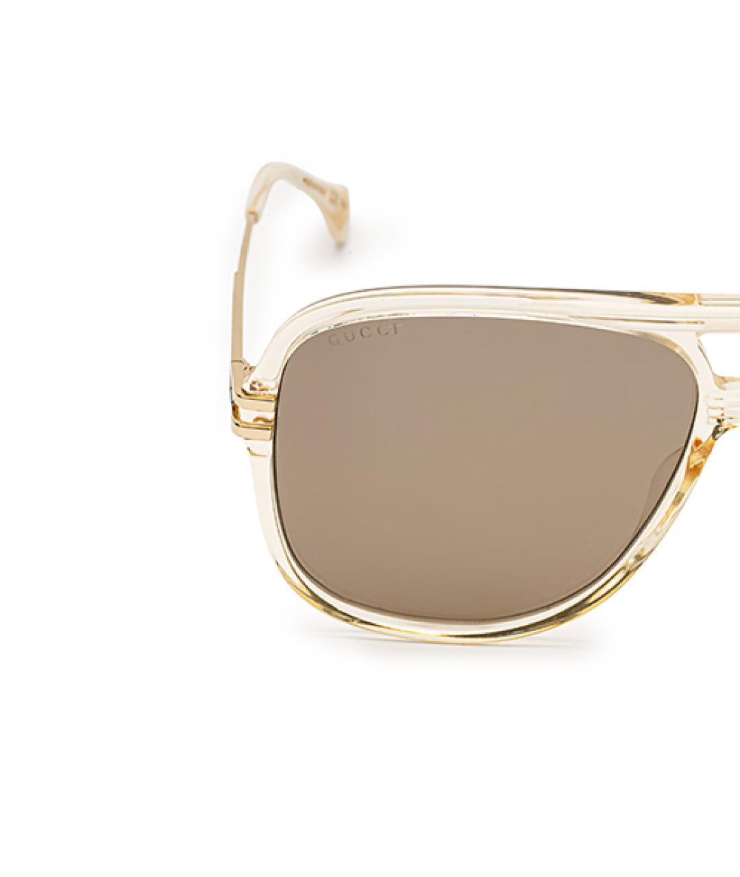 GUCCI Золотые металлические солнцезащитные очки, фото 5