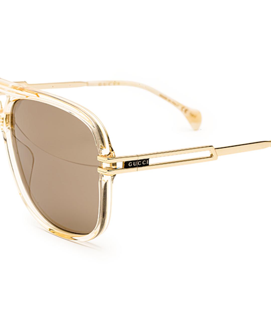 GUCCI Золотые металлические солнцезащитные очки, фото 4