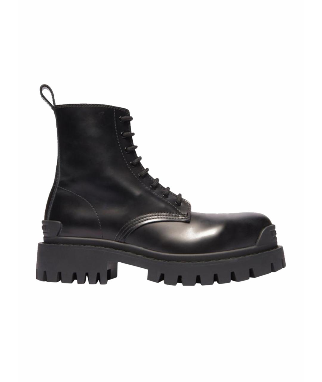 BALENCIAGA Черные кожаные ботинки, фото 1