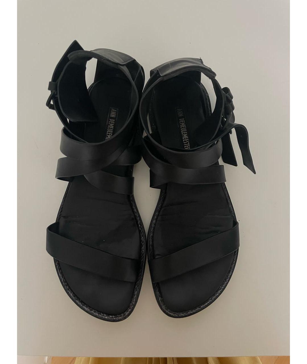 ANN DEMEULEMEESTER Черные кожаные сандалии, фото 3