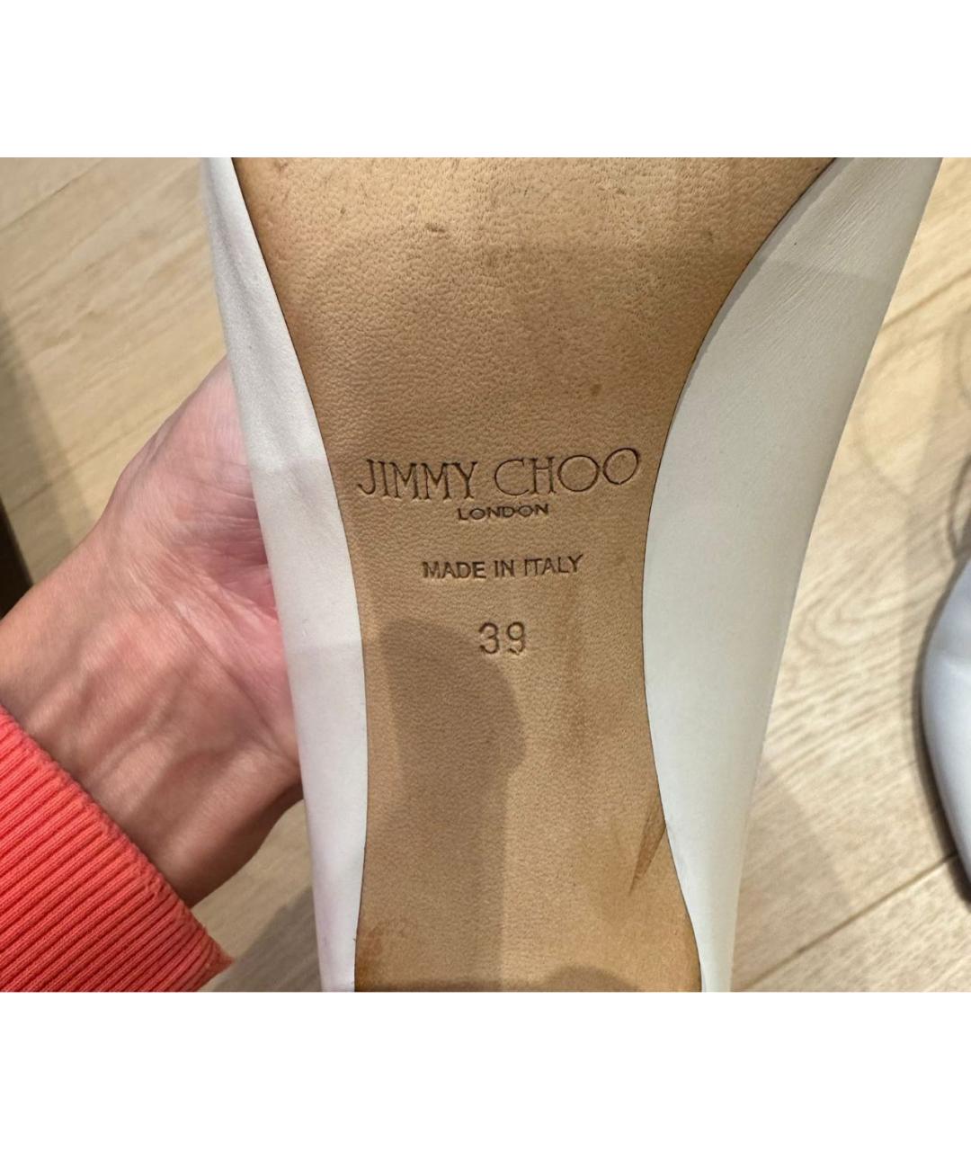 JIMMY CHOO Белые кожаные босоножки, фото 4