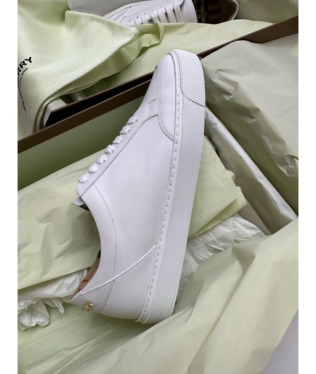 BURBERRY Белые кожаные кеды, фото 5