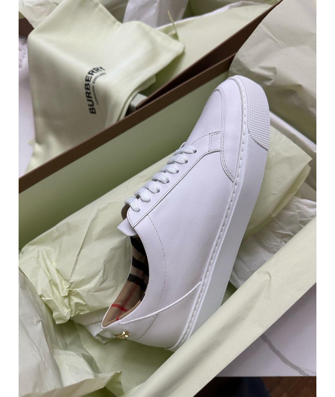 BURBERRY Белые кожаные кеды, фото 3