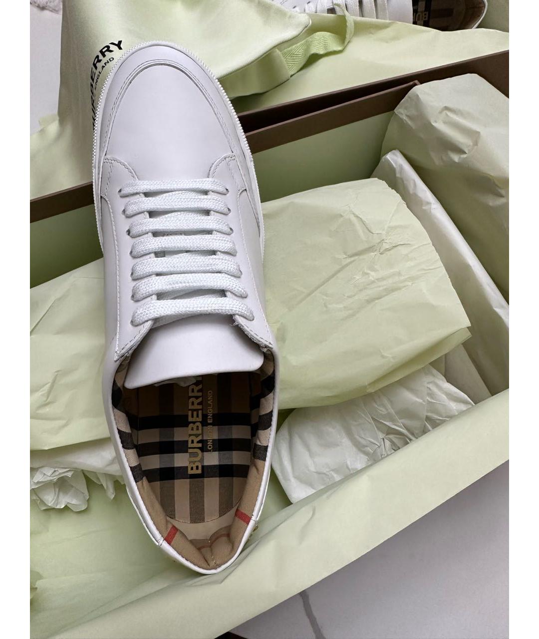 BURBERRY Белые кожаные кеды, фото 4