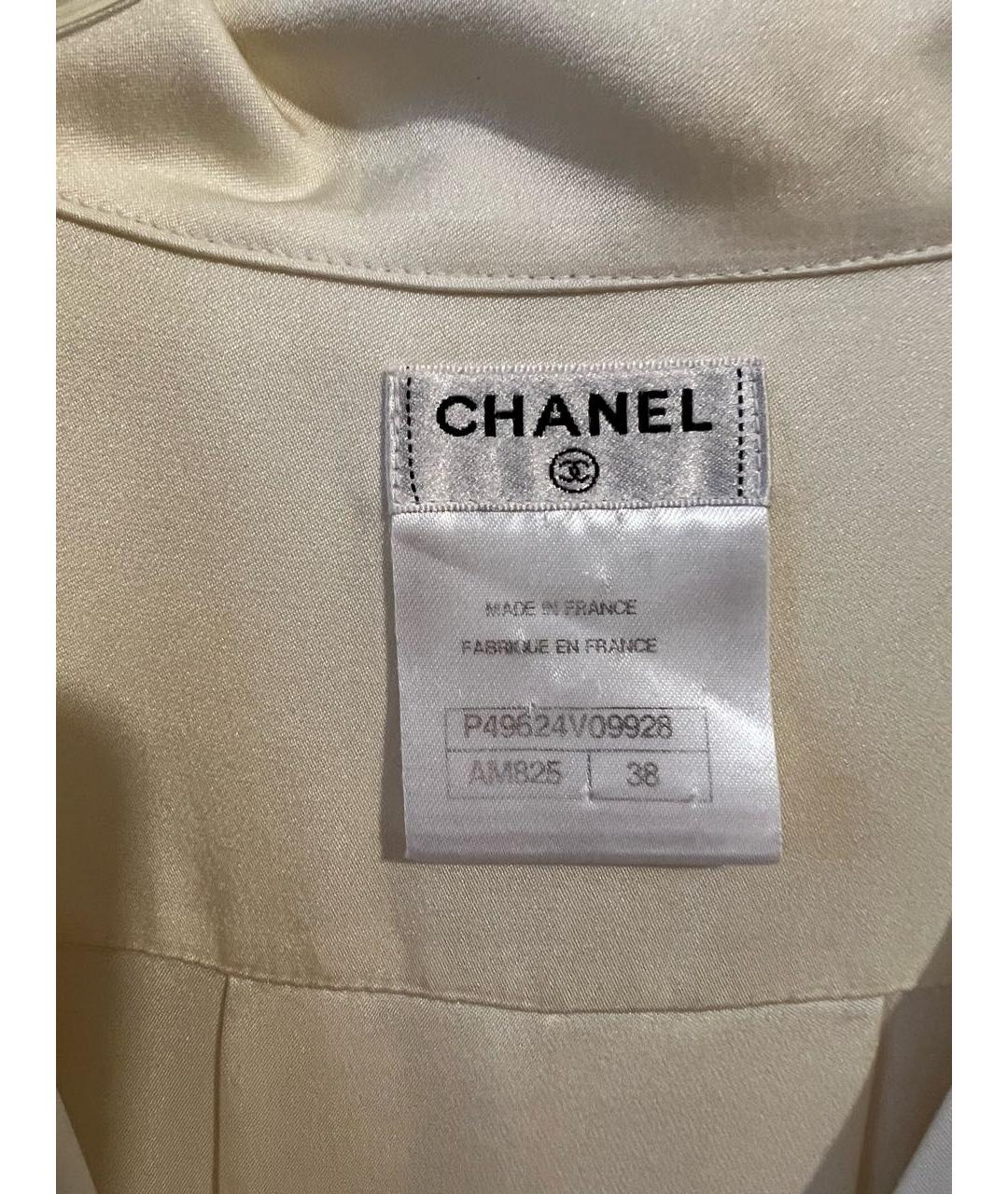 CHANEL Белая шелковая блузы, фото 3