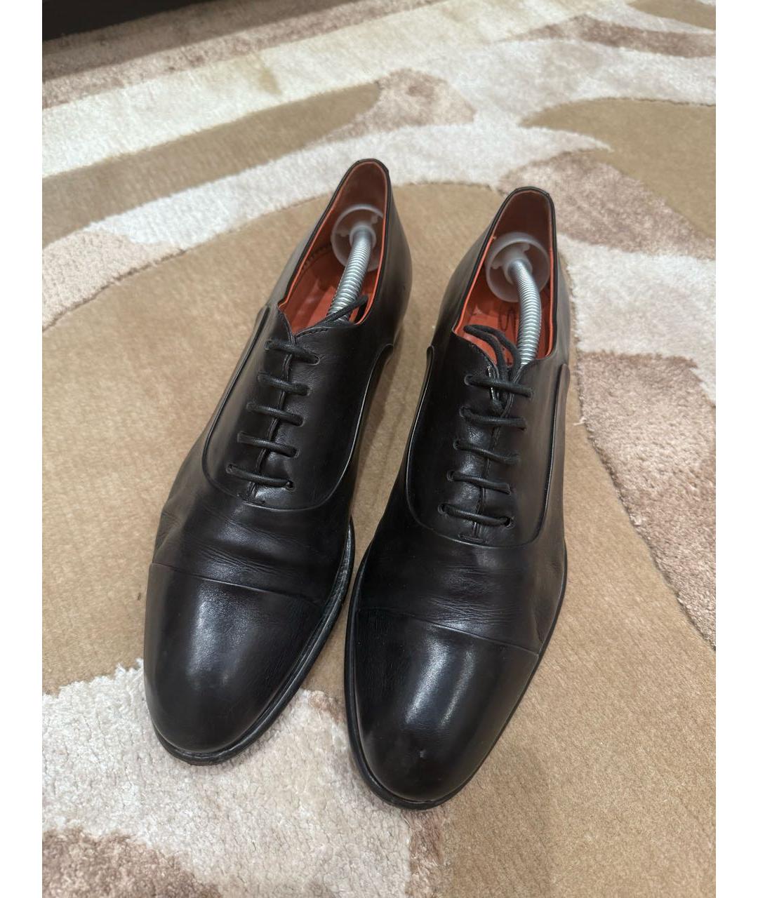 SANTONI Черные кожаные брогги и оксфорды, фото 2