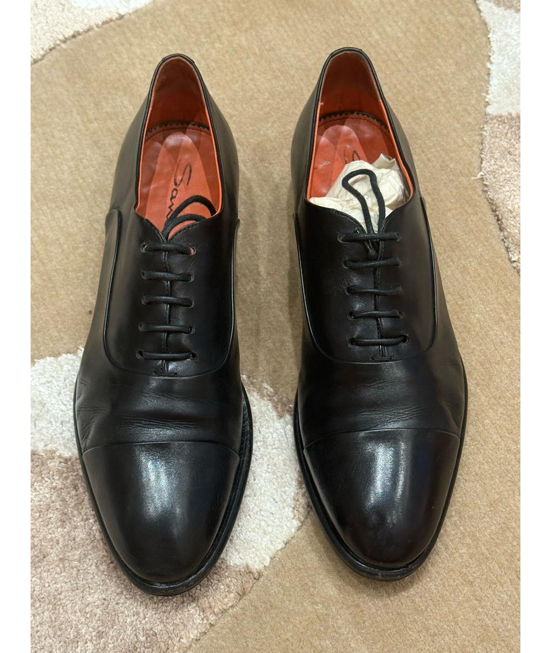 SANTONI Черные кожаные брогги и оксфорды, фото 5
