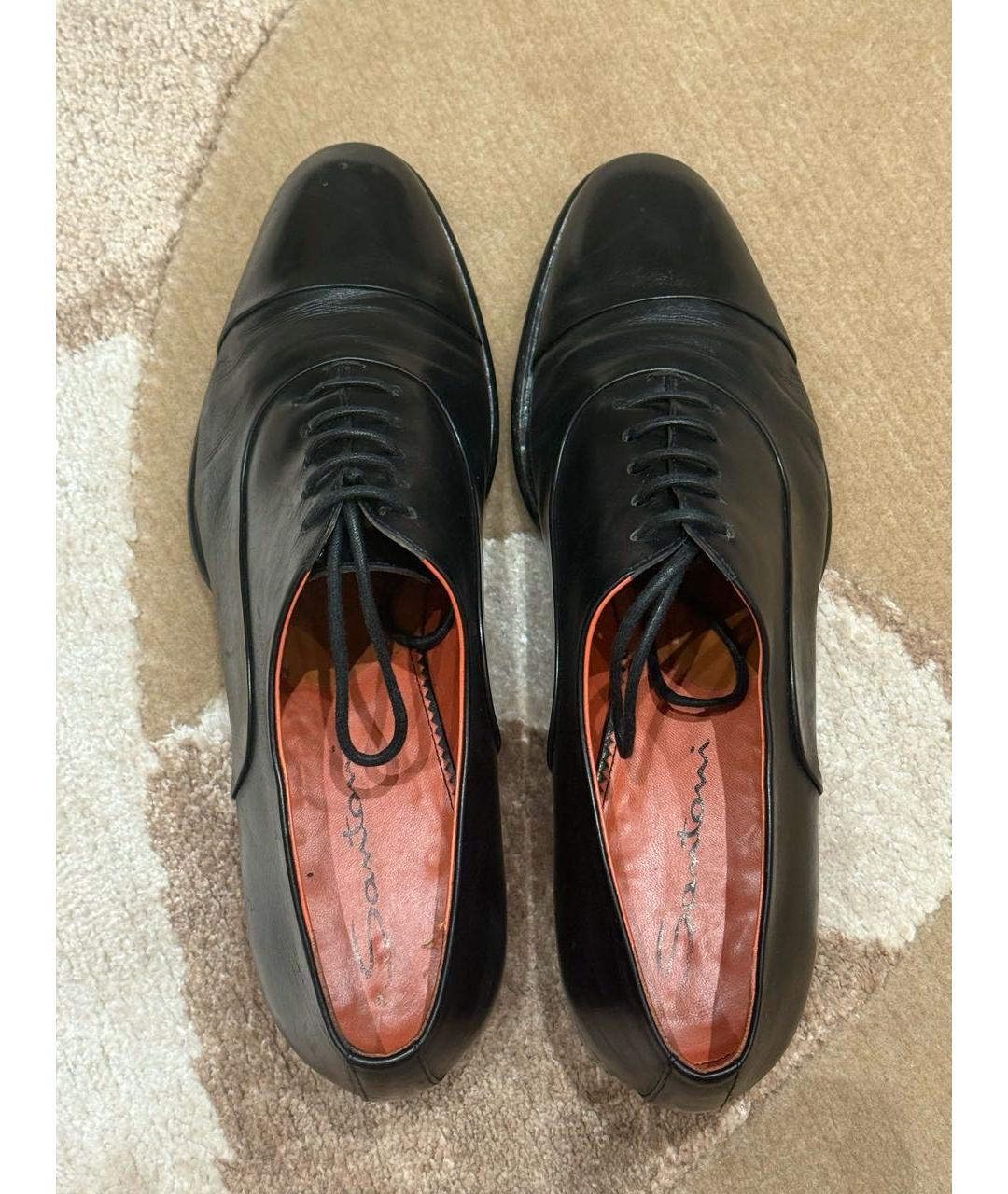 SANTONI Черные кожаные брогги и оксфорды, фото 3