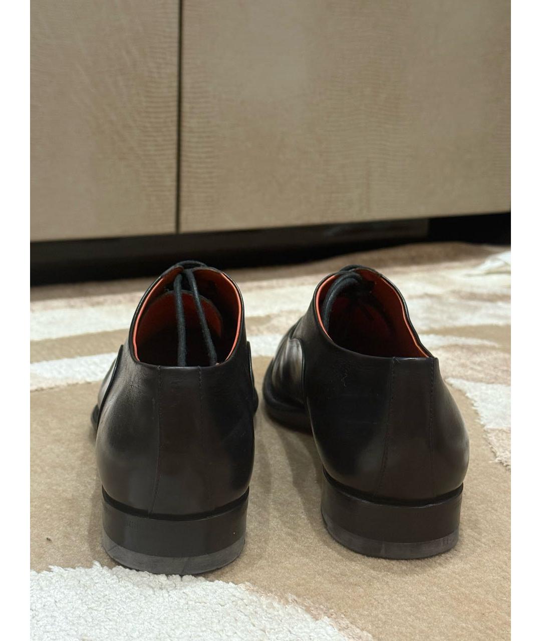 SANTONI Черные кожаные брогги и оксфорды, фото 4