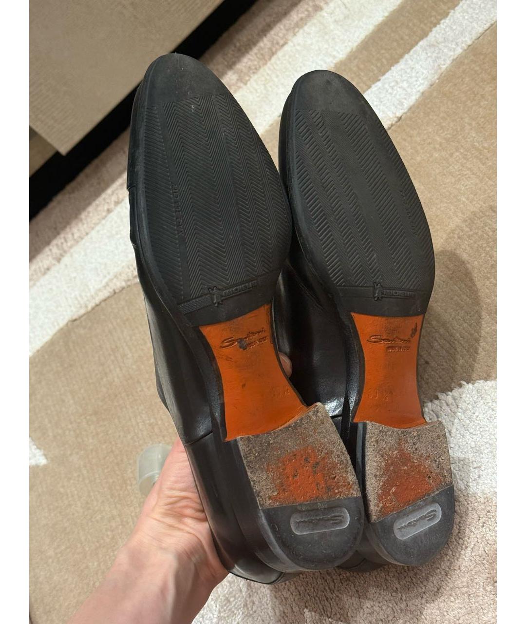 SANTONI Черные кожаные брогги и оксфорды, фото 6