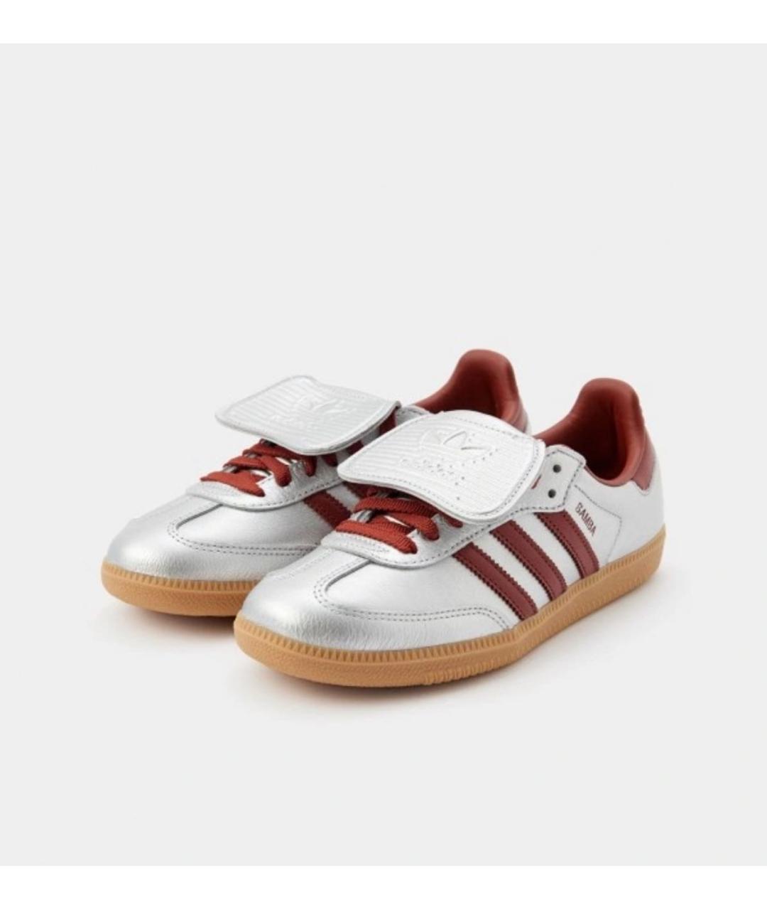 ADIDAS Серебряные кожаные кеды, фото 2