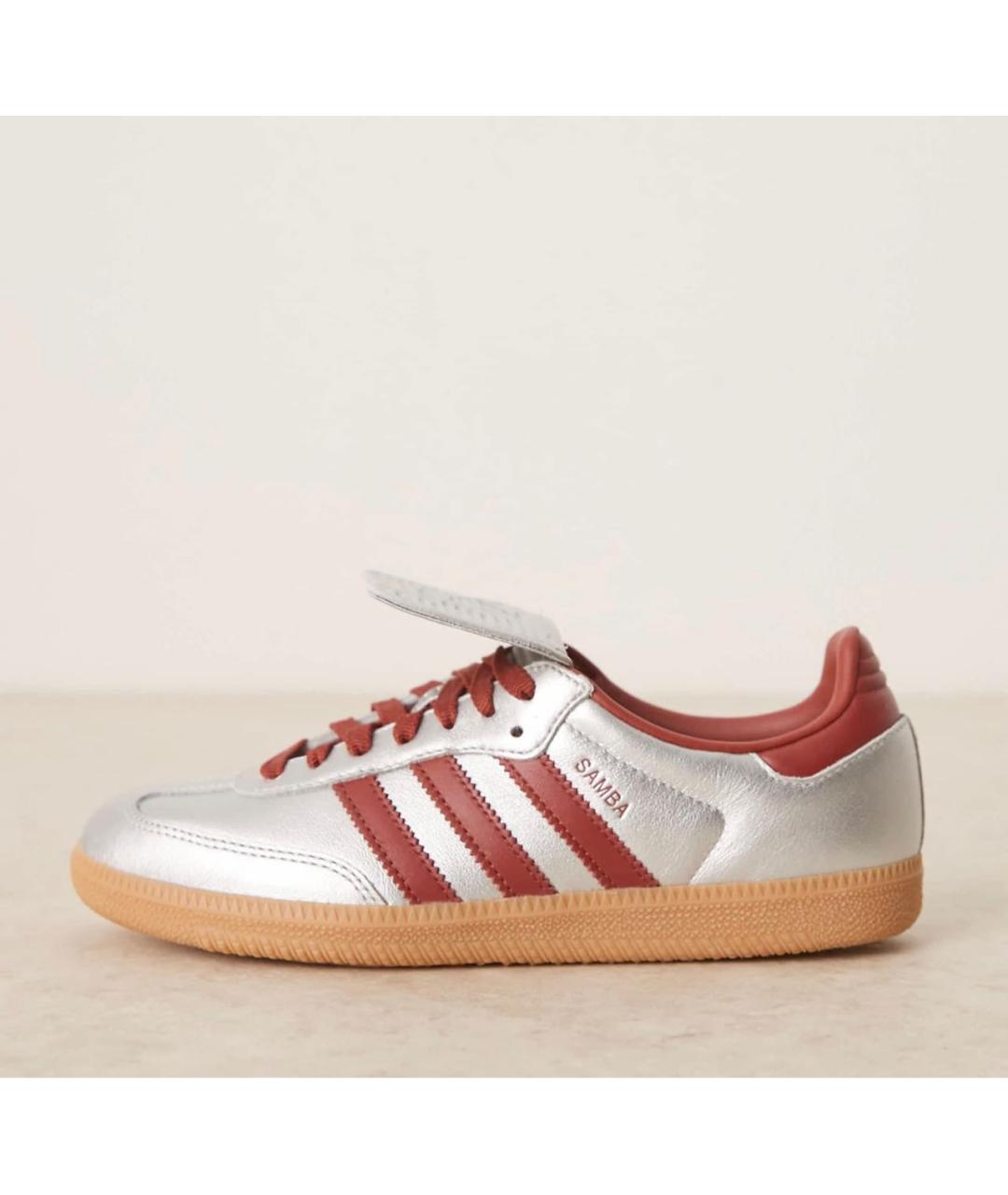 ADIDAS Серебряные кожаные кеды, фото 6