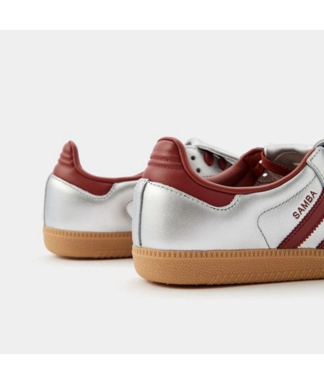 ADIDAS Серебряные кожаные кеды, фото 4