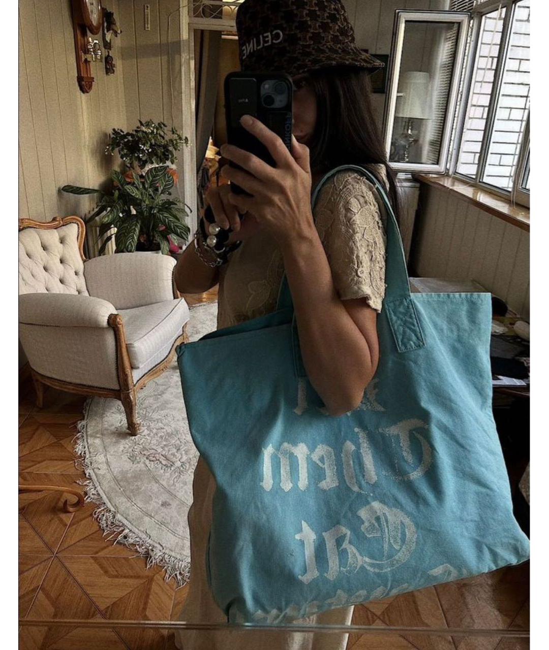 JUICY COUTURE Голубая хлопковая пляжная сумка, фото 7