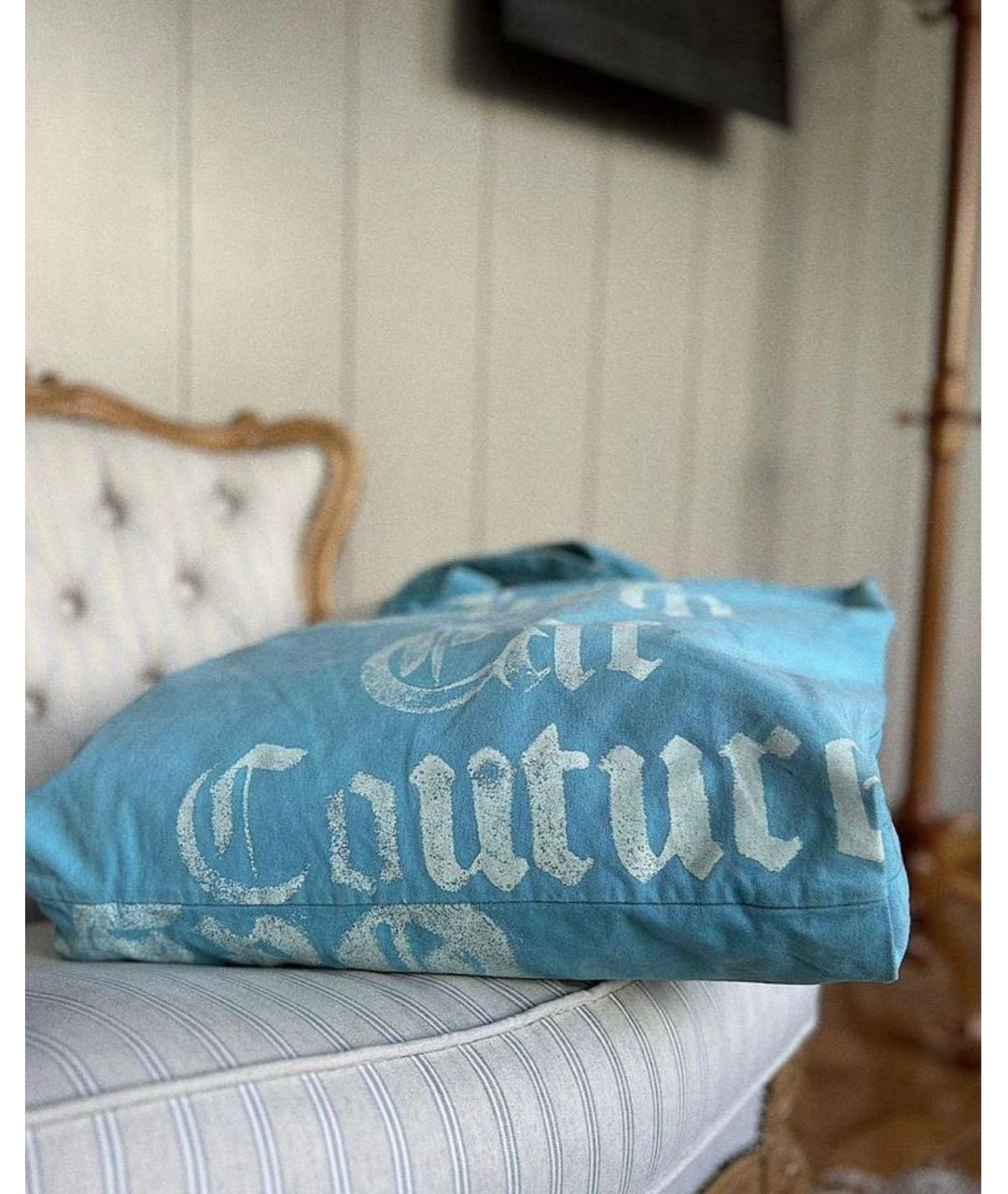JUICY COUTURE Голубая хлопковая пляжная сумка, фото 4