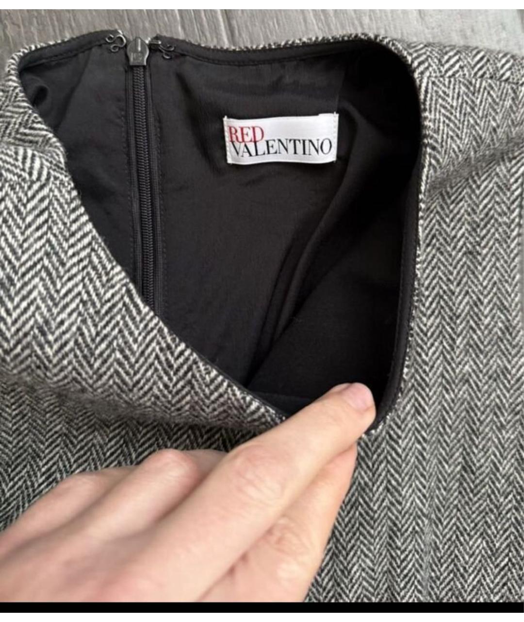 RED VALENTINO Серое шерстяное повседневное платье, фото 3
