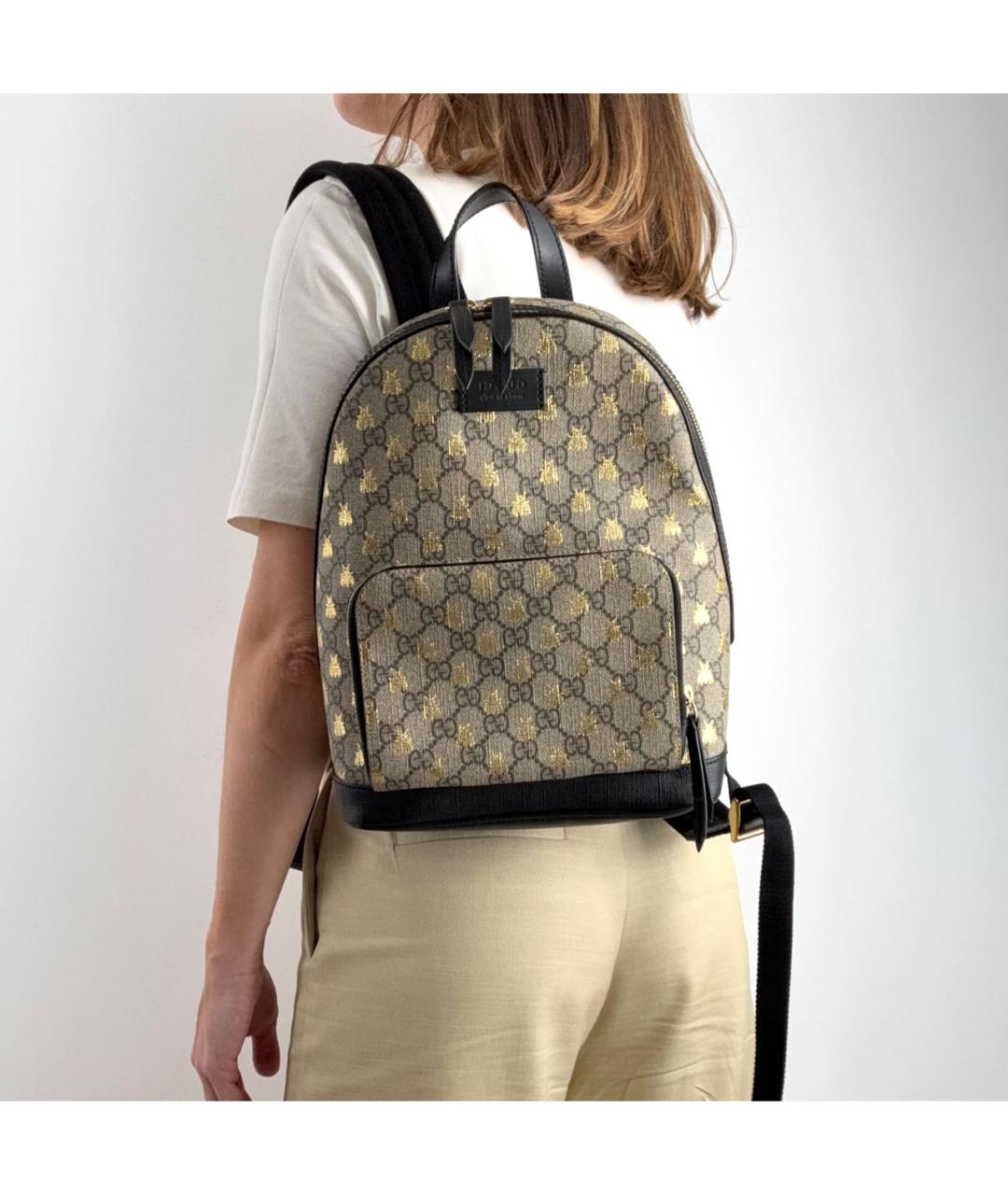GUCCI Бежевый кожаный рюкзак, фото 5