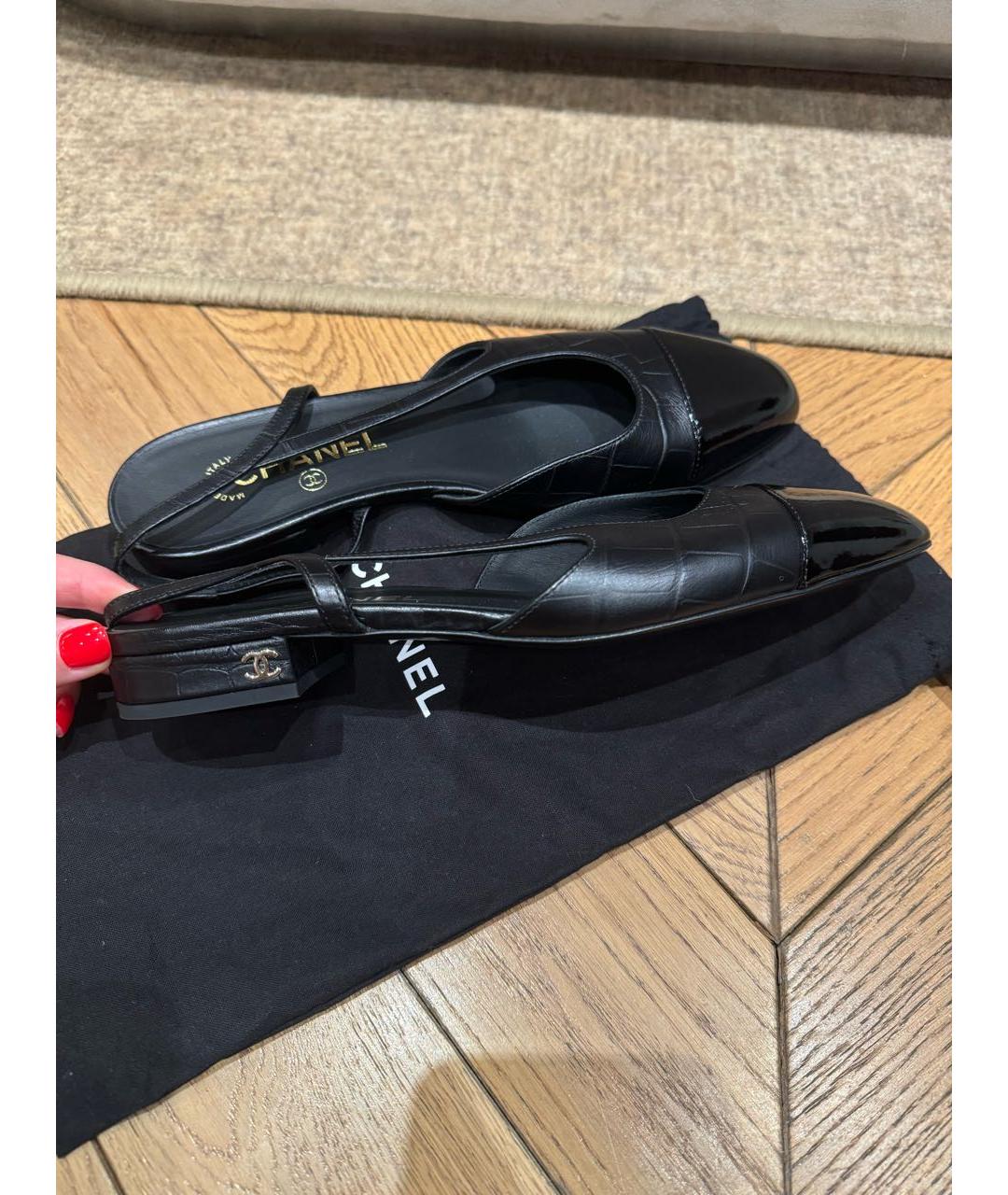 CHANEL Черные кожаные туфли, фото 3