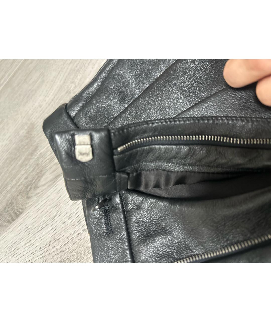 SAINT LAURENT Черные кожаные брюки узкие, фото 4