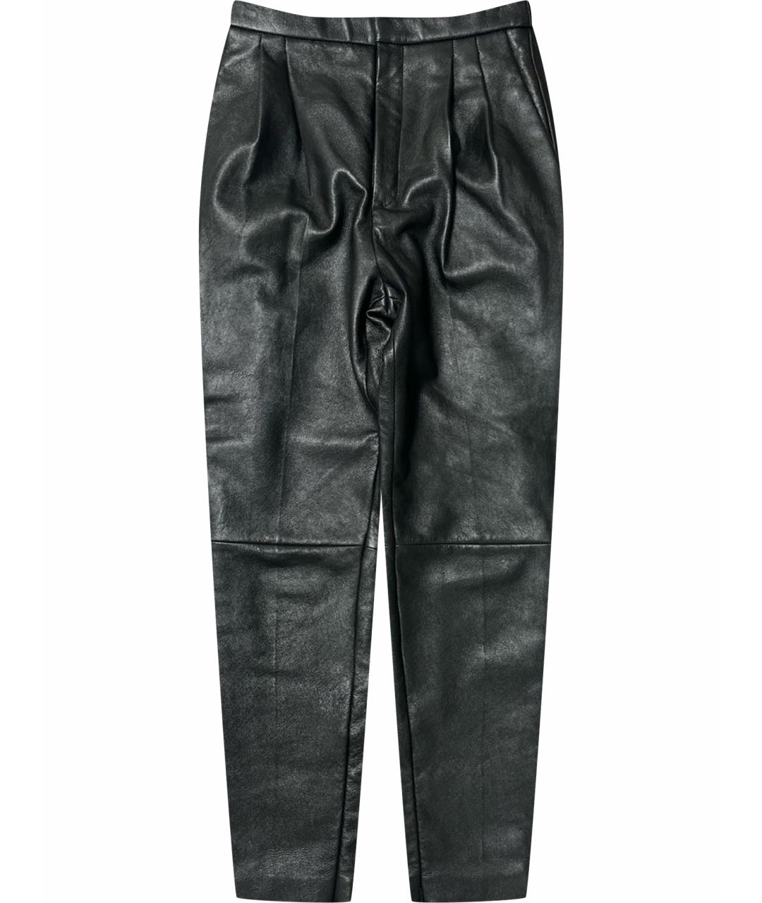SAINT LAURENT Черные кожаные брюки узкие, фото 1