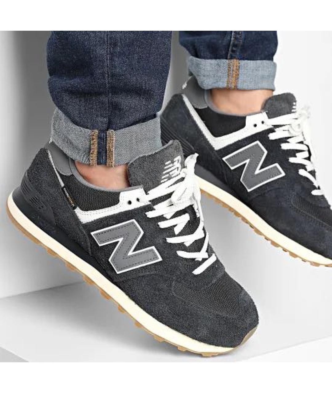NEW BALANCE Черные замшевые низкие кроссовки / кеды, фото 8