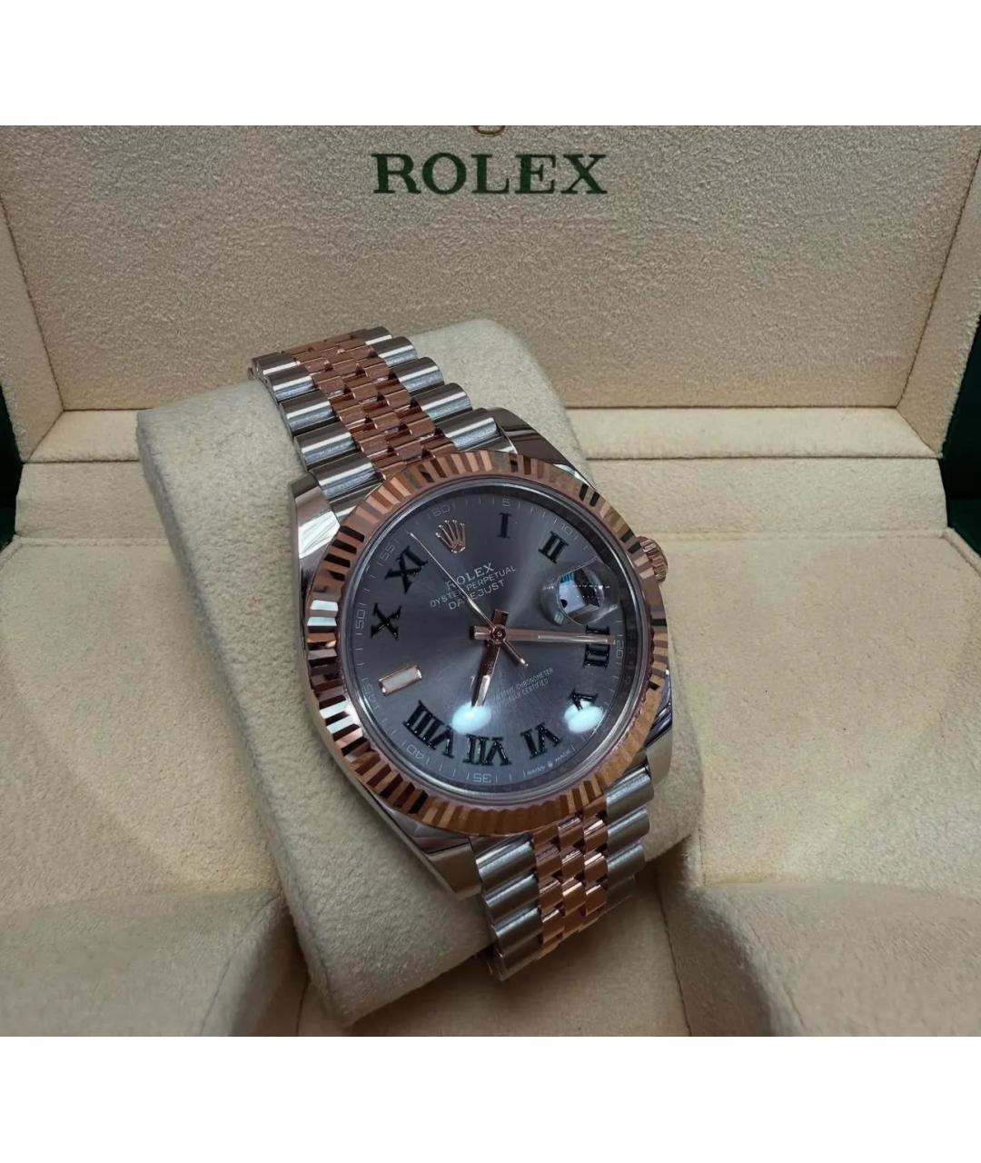 ROLEX Серые часы из розового золота, фото 4